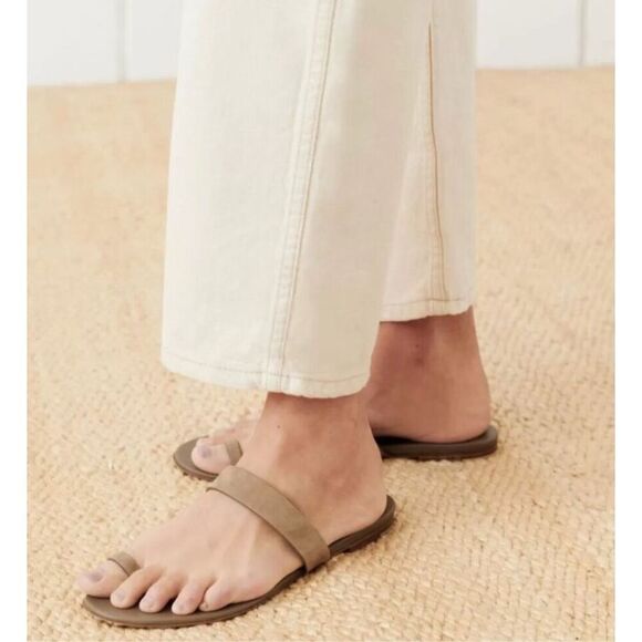 Jenni Kayne Oiled Leather Strap Sandals Toe Post Flats in Tan Women's 38 US 7.5, - Picture 2 of 9